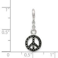 Sterling Silver Enameled Peace Symbol Dangle Enhancer - 0.5in view 3
