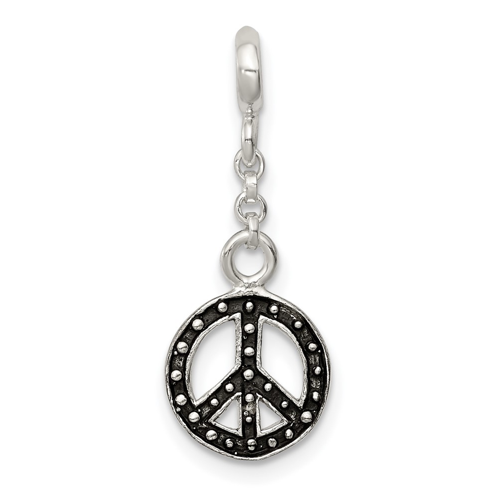 Sterling Silver Enameled Peace Symbol Dangle Enhancer - 0.5in