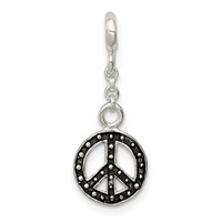 Sterling Silver Enameled Peace Symbol Dangle Enhancer - 0.5in view 1