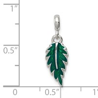 Sterling Silver Green Enameled Leaf Enhancer view 3