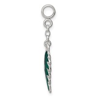 Sterling Silver Green Enameled Leaf Dangle Enhancer - 0.5in view 2