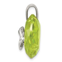 Sterling Silver Rhodium-plated Green CZ Frog Pendant view 2