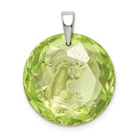 Sterling Silver Rhodium-plated Green CZ Frog Pendant view 4