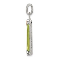 Sterling Silver and Vermeil Light Green Rectangular CZ Pendant view 2