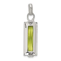 Sterling Silver and Vermeil Light Green Rectangular CZ Pendant view 4