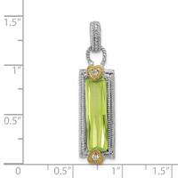 Sterling Silver and Vermeil Light Green Rectangular CZ Pendant view 3