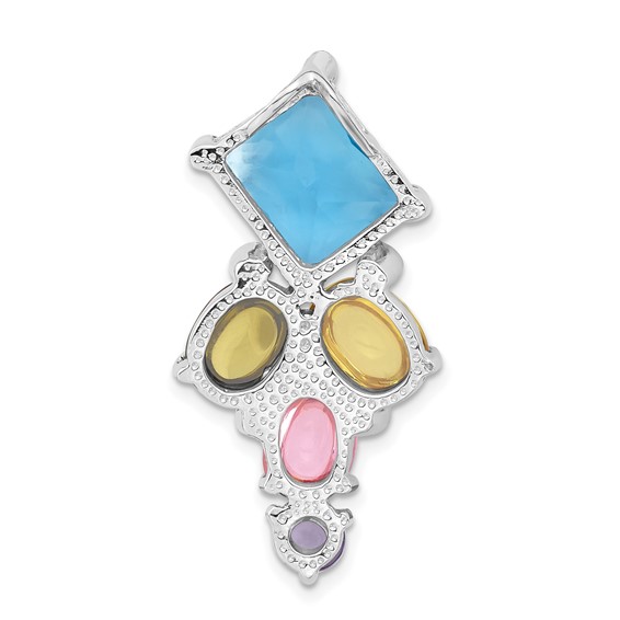 Sterling Silver Polished Multi-color CZ Fancy Slide Pendant