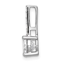 Sterling Silver Rhodium-plated 7mm CZ Pendant view 2