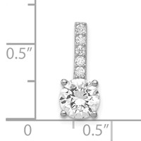 Sterling Silver Rhodium-plated 7mm CZ Pendant view 3