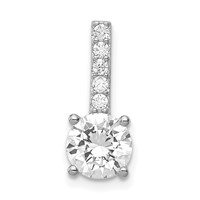 Sterling Silver Rhodium-plated 7mm CZ Pendant view 1