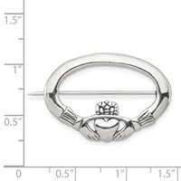 Sterling Silver Antiqued Claddagh Pin view 3