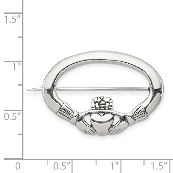 Sterling Silver Antiqued Claddagh Pin
