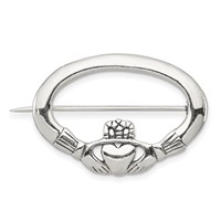 Sterling Silver Antiqued Claddagh Pin view 1