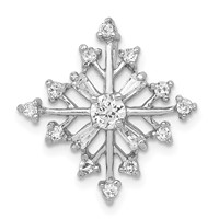 Sterling Silver Rhodium-plated CZ Snowflake Slide view 1