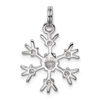 Sterling Silver Rhodium-plated CZ Snowflake Charm view 4