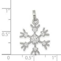 Sterling Silver Rhodium-plated CZ Snowflake Charm view 3