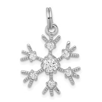 Sterling Silver Rhodium-plated CZ Snowflake Charm view 1
