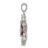 Sterling Silver Rhodium-plated Lab Created Ruby and CZ Snowflake Charm view 2