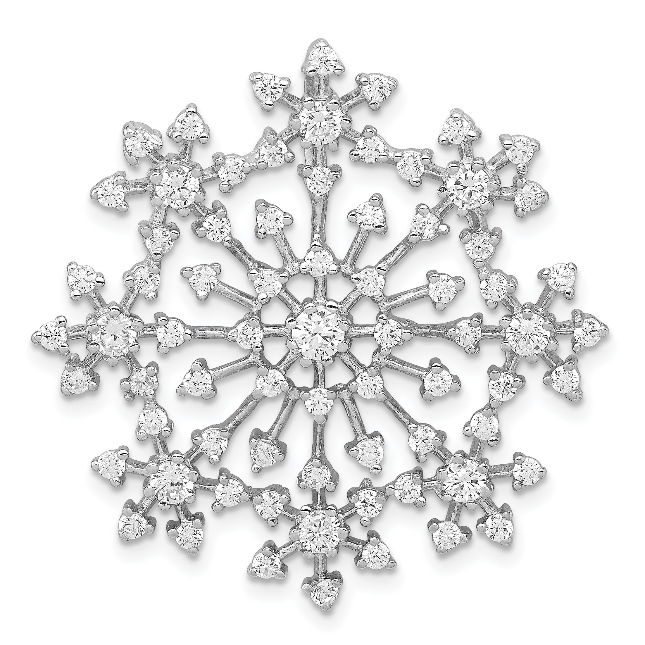 Sterling Silver Rhodium-plated CZ Starburst Snowflake Slide (QP1128)