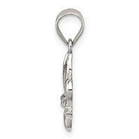 Sterling Silver Rhodium-plated CZ Fleur De Lis Pendant view 2