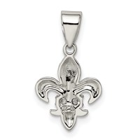 Sterling Silver Rhodium-plated CZ Fleur De Lis Pendant view 4