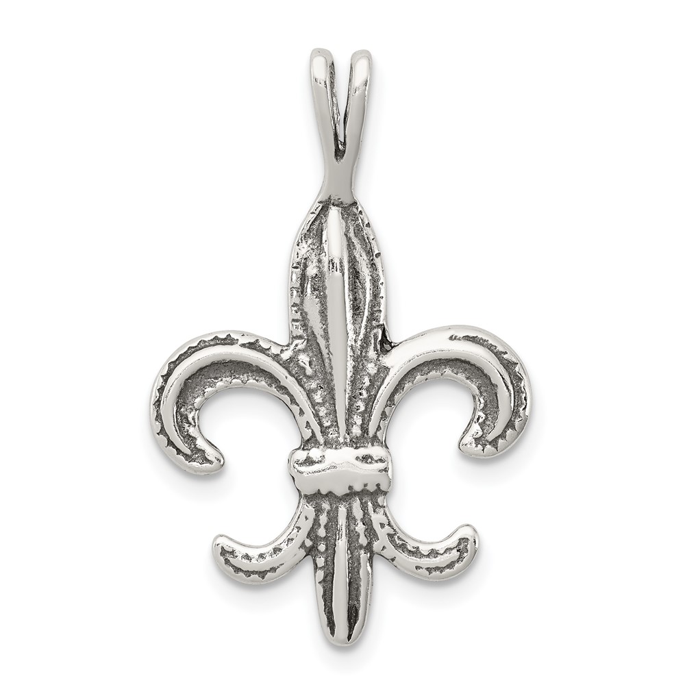 Sterling Silver Antiqued Fleur De Lis Charm