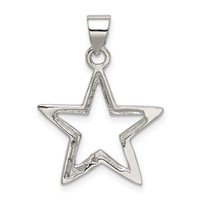 Sterling Silver Rhodium-plated CZ Cut-out Star Pendant view 4