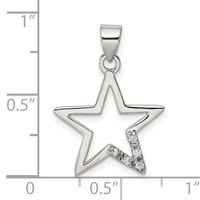 Sterling Silver Rhodium-plated CZ Cut-out Star Pendant view 3