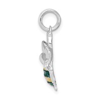 Sterling Silver Rhodium-plated Blue Green & Yellow Enamel Bee Charm view 2