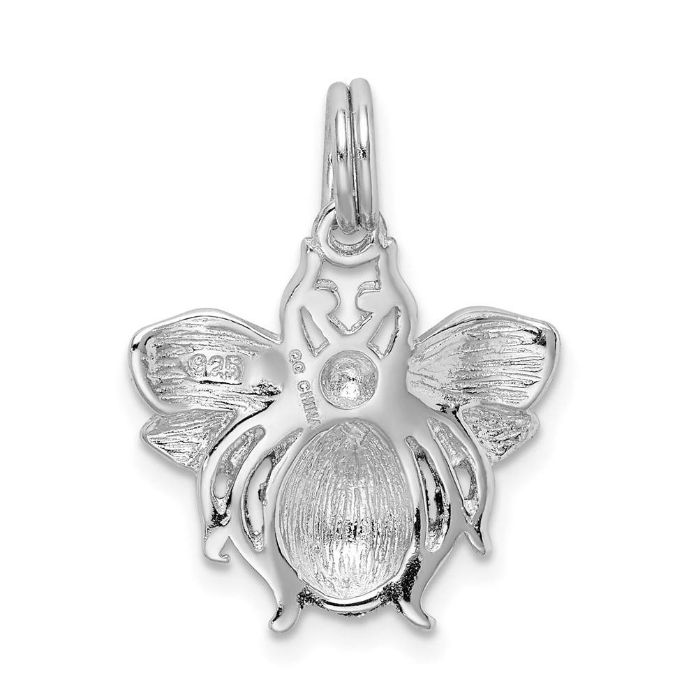 Sterling Silver Rhodium-platedGreen & Yellow Enamel Bee Charm (QP1153)