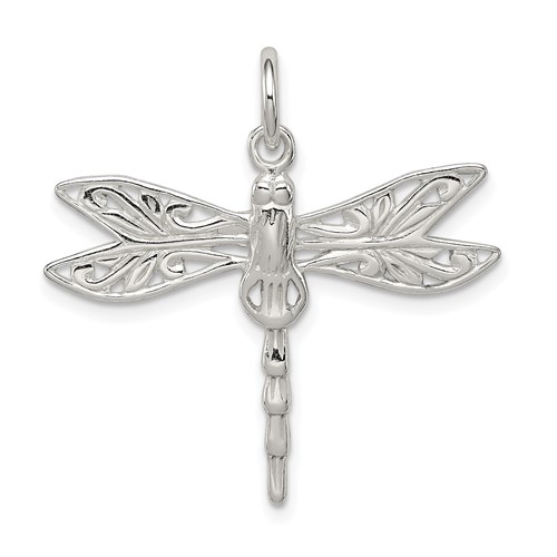 Sterling Silver Polished Filigree Dragonfly Charm