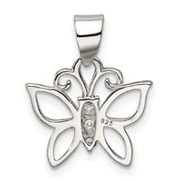 Sterling Silver CZ Butterfly Pendant view 4