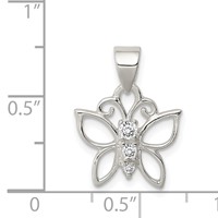 Sterling Silver CZ Butterfly Pendant view 3