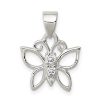 Sterling Silver CZ Butterfly Pendant view 1