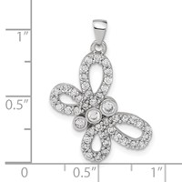 Sterling Silver CZ Butterfly Pendant view 3