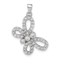 Sterling Silver CZ Butterfly Pendant view 1