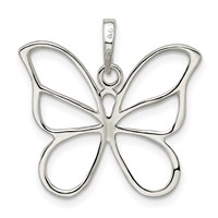 Sterling Silver Polished Butterfly Pendant view 3
