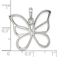 Sterling Silver Polished Butterfly Pendant view 4