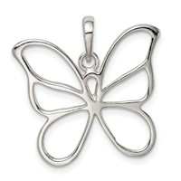 Sterling Silver Polished Butterfly Pendant view 1