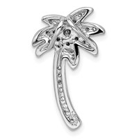 Sterling Silver Rhodium-plated CZ Palm Tree Chain Slide view 4