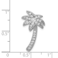 Sterling Silver Rhodium-plated CZ Palm Tree Chain Slide view 3