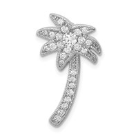 Sterling Silver Rhodium-plated CZ Palm Tree Chain Slide view 1