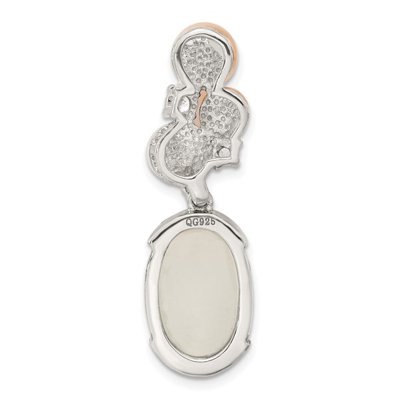Sterling Silver Simulated Pearl and CZ Pendant