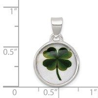Sterling Silver 4 Leaf Clover Clear Enamel Pendant view 3