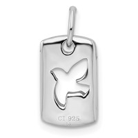 Sterling Silver Rhodium Plated CZ Peace Dove Charm view 4