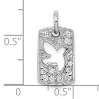 Sterling Silver Rhodium Plated CZ Peace Dove Charm view 3