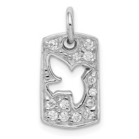 Sterling Silver Rhodium Plated CZ Peace Dove Charm view 1