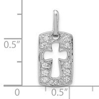 Sterling Silver Rhodiulm Plated Faith CZ Open Cross Charm view 3