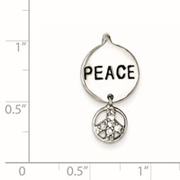 Sterling Silver Peace Sign CZ Pendant view 2