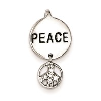 Sterling Silver Peace Sign CZ Pendant view 1